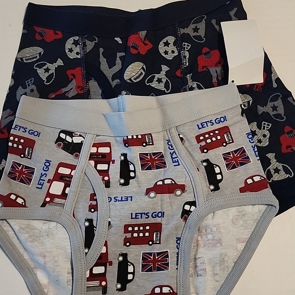 Gymboree 2 Pc Underear Briefs Boxers Boy Sz 7-8 London Football